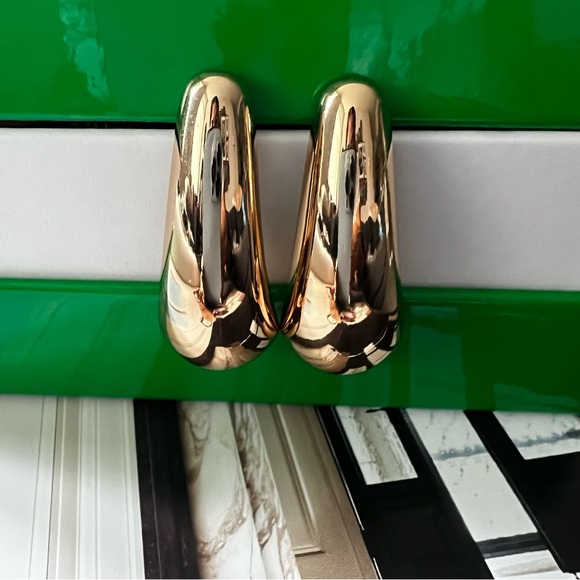 Gold Drop Statement Earrings - Picture 7 of 7